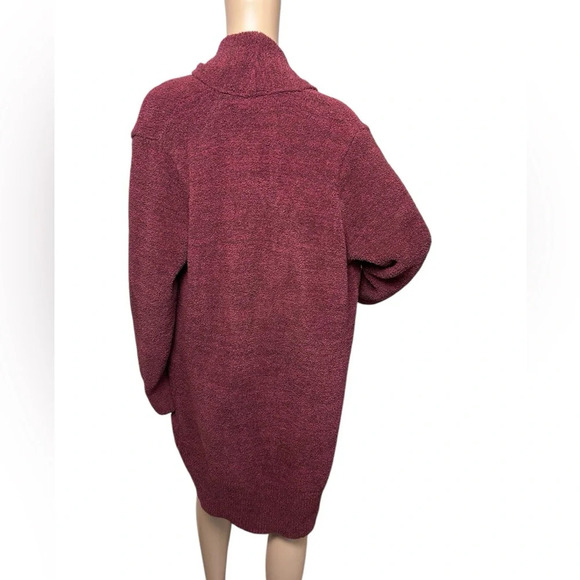 Barefoot Dreams Cali Longline Cozy Open Front Slouchy Wine Cardigan Women Sz S - Picture 5 of 9